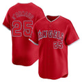 Los Angeles Angels #25 Travis d'Arnaud Player Red KLUNKIM Home Limited Stitched Jerseys