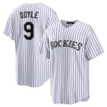 Colorado Rockies #9 Brenton Doyle White KLUNKIM Home Replica Jersey