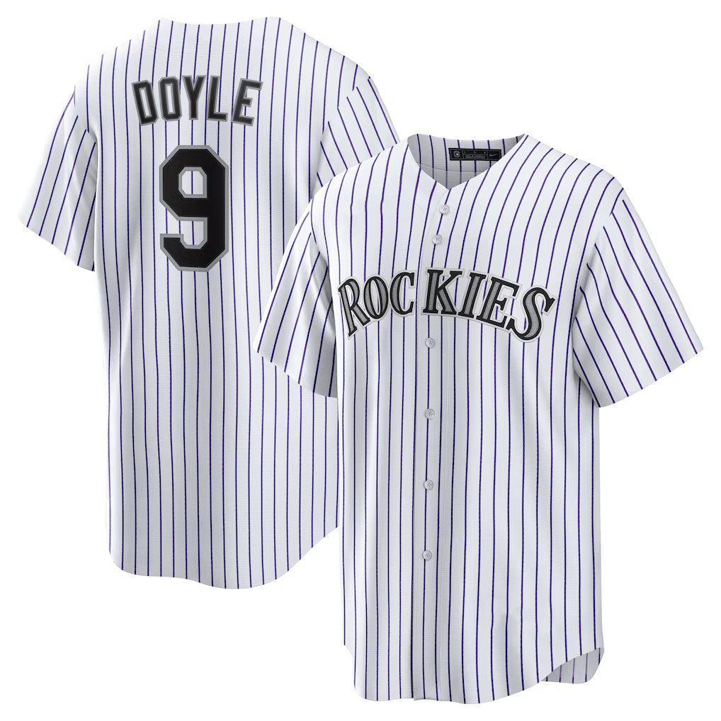 Colorado Rockies #9 Brenton Doyle White KLUNKIM Home Replica Jersey
