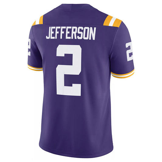 L.Tigers #2 Justin Jefferson Purple FUSE Stitched American College Jerseys