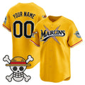 Custom Miami Marlins x One Piece Gold KLUNKIM Vapor Premier Limited Jersey - Stitched