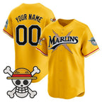 Custom Miami Marlins x One Piece Gold KLUNKIM Vapor Premier Limited Jersey - Stitched