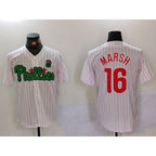 Philadelphia Phillies #16 Brandon Marsh White Green KLUNKIM Cool Base Stitched Jersey 2
