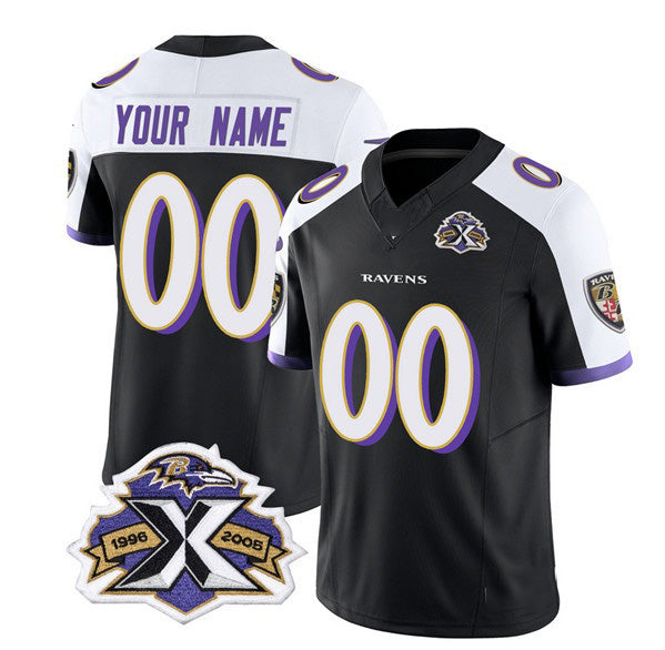 Custom B.Ravens Active Player Black White KLUNKIM 2023 F.U.S.E With Patch Throwback Vapor Limited Stitched Jersey