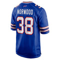 B.Bills #38 Tre Norwood Royal KLUNKIM Team Game Jersey