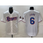 Texas Rangers #6 Josh Jung White KLUNKIM 2023 World Series Champions Cool Base Jersey