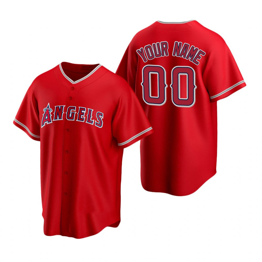 Custom Los Angeles Angels Red KLUNKIM Stitched Cool Base Jersey