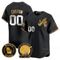 Custom Atlanta Braves Hank Aaron 715th Home Run Patch Vapor Premier Limited Jersey V2 - All Stitched-Black KLUNKIM