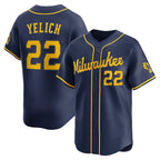 Milwaukee Brewers #22 Christian Yelich Navy KLUNKIM Alternate Limited Jersey