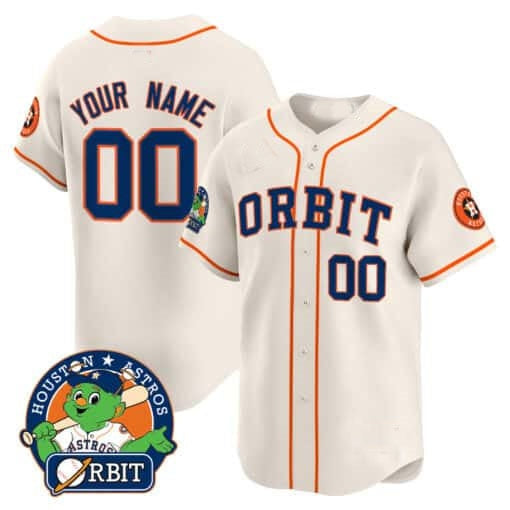 Custom Houston Astros Orbit Patch Vapor Premier Limited Jersey ¨C Cream KLUNKIM