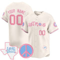 Custom Houston Astros  Love Street & Peace Sign Patch Bubblegum Pink Vapor Premier Limited Jersey ¨C All Stitched-Cream KLUNKIM