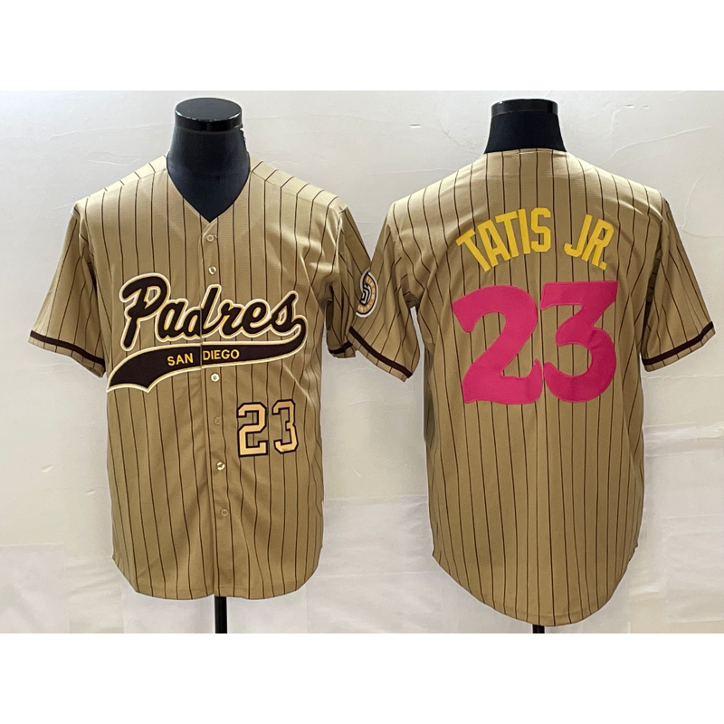 San Diego Padres #23 Fernando Tatis Jr Number Tan KLUNKIM NEW 2023 City Connect Cool Base Stitched Jersey