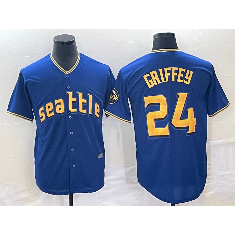 Seattle Mariners #24 Ken Griffey Blue KLUNKIM 2023 City Connect Cool Base Stitched Jersey
