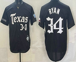 Texas Rangers #34 Nolan Ryan Black KLUNKIM Gothic Mexico 2025 Vapor Premier Limited Jersey