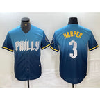 Philadelphia Phillies #3 Bryce Harper Blue KLUNKIM 2024 City Connect Limited Stitched Jersey