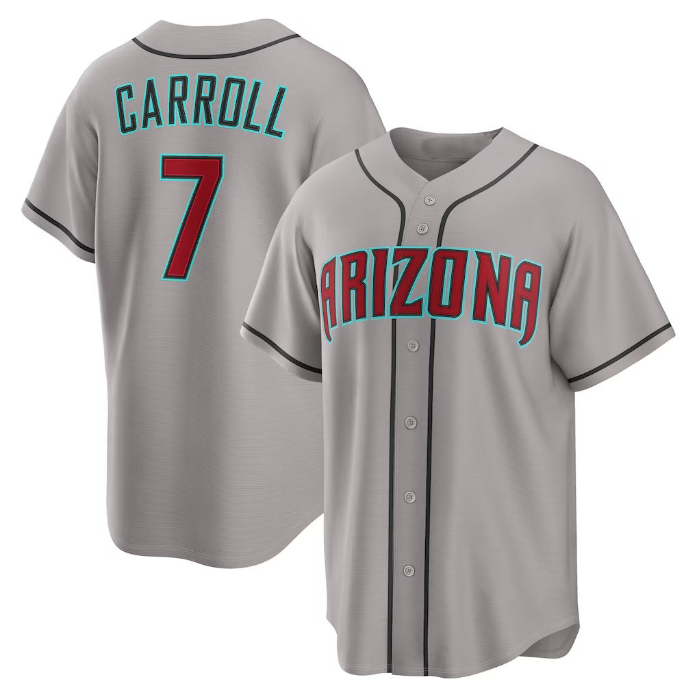 Arizona Diamondbacks #7 Corbin Carroll Gray KLUNKIM Road Replica Jersey