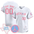 Custom Houston Astros  Love Street & Peace Sign Patch Bubblegum Pink Vapor Premier Limited Jersey ¨C White KLUNKIM