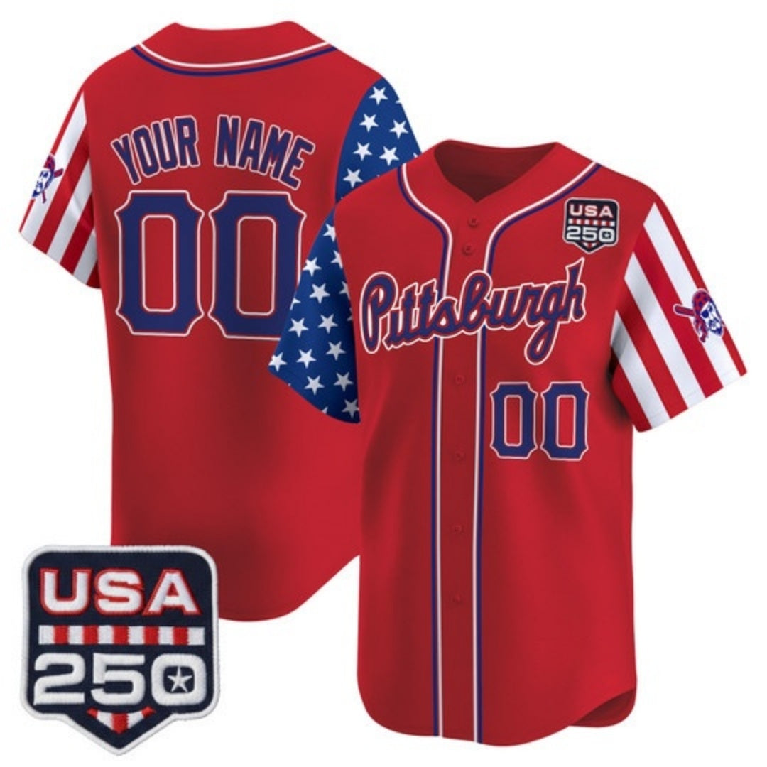 Custom Pittsburgh Pirates America 250 Edition Vapor Premier Limited Red KLUNKIM Stitched Jerseys