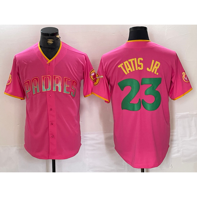 San Diego Padres #23 Fernando Tatis Jr. Pink KLUNKIM Cool Base Stitched Jersey 2