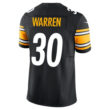 P.Steelers #30 Jaylen Warren Vapor F.U.S.E Limited Home Black Stitched American Football Jerseys