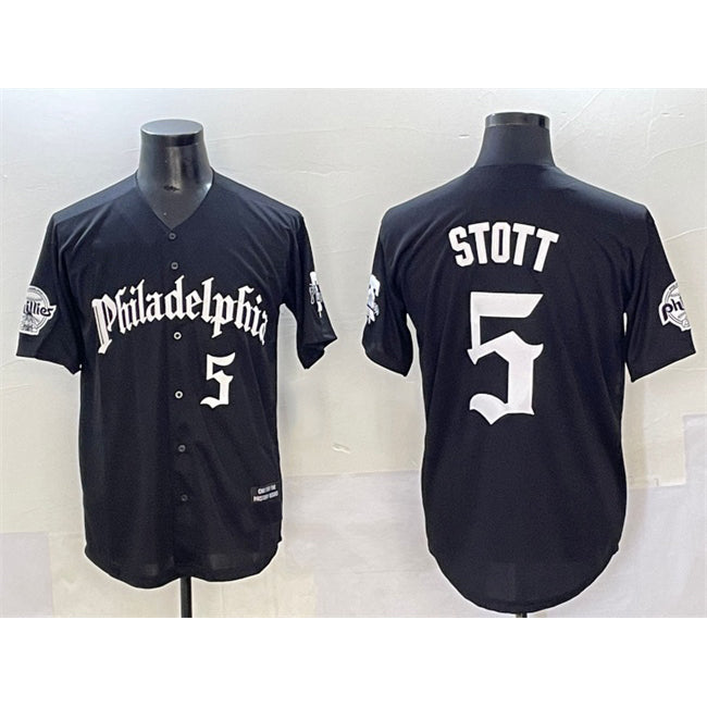 Philadelphia Phillies #5 Bryson Stott Black KLUNKIM Gothic Vapor Limited Stitched Jersey