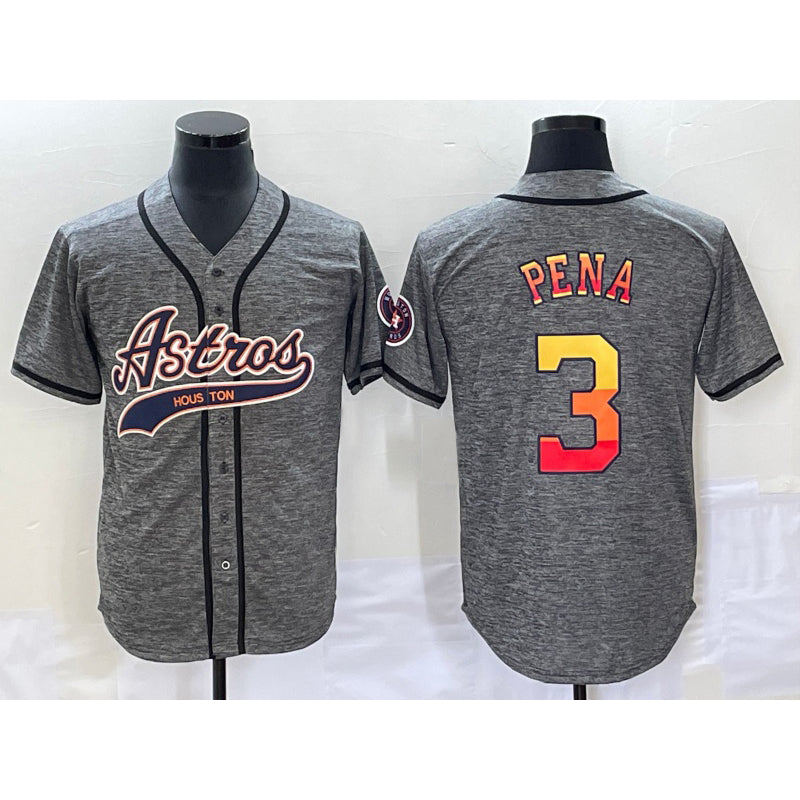 Houston Astros #3 Jeremy Pena Grey KLUNKIM Gridiron Cool Base Stitched Jersey