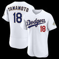 Los Angeles Dodgers #18 Yoshinobu Yamamoto White KLUNKIM 2026 Gold Collection Authentic Jersey