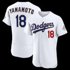 Los Angeles Dodgers #18 Yoshinobu Yamamoto White KLUNKIM 2026 Gold Collection Authentic Jersey