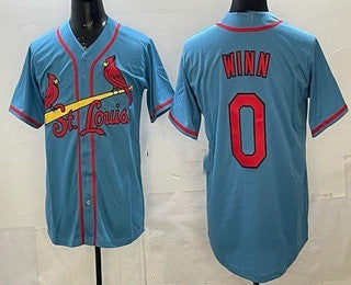 St Louis Cardinals #0 Masyn Winn Blue KLUNKIM Cool Base Jersey
