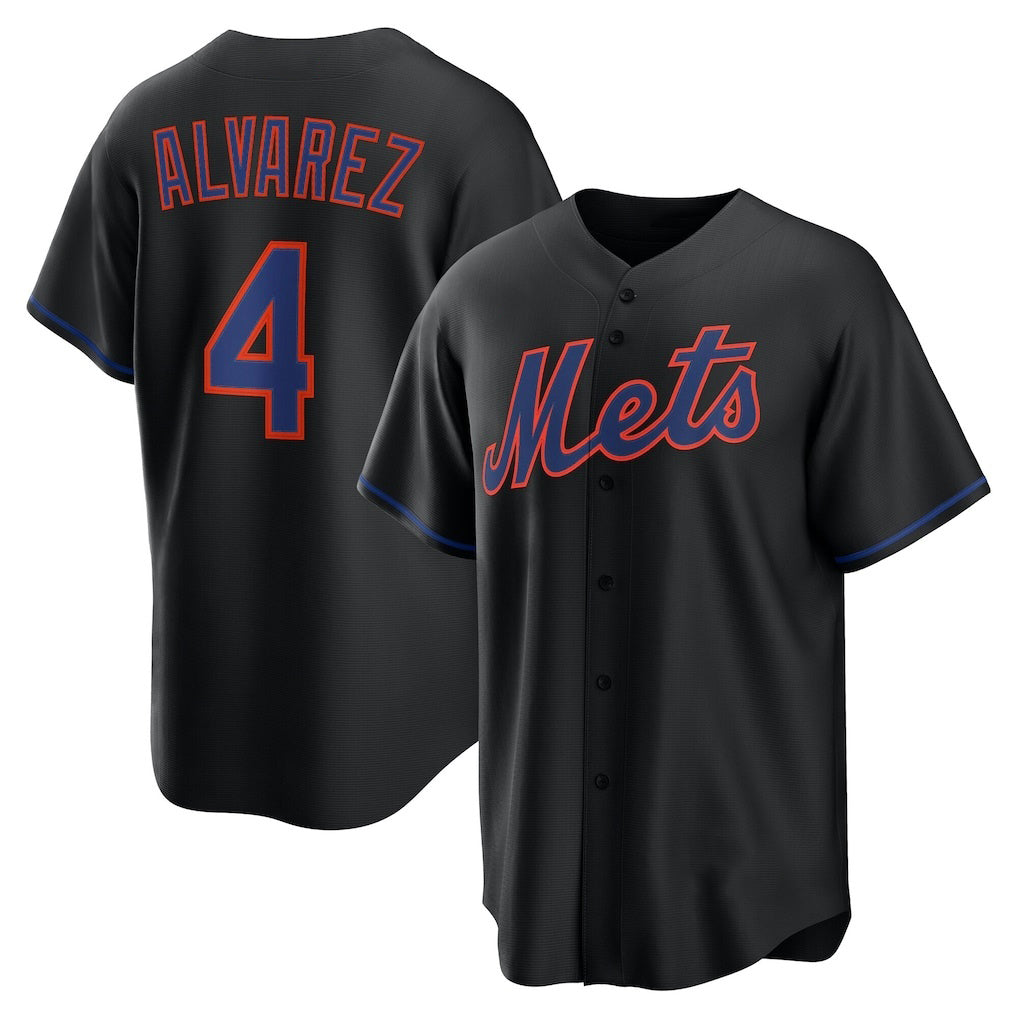 New York Mets #4 Francisco Alvarez Black KLUNKIM Alternate Replica Jersey