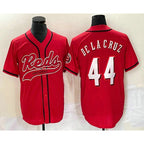 Cincinnati Reds #44 Elly De La Cruz Red KLUNKIM With Patch Cool Base Stitched Jersey