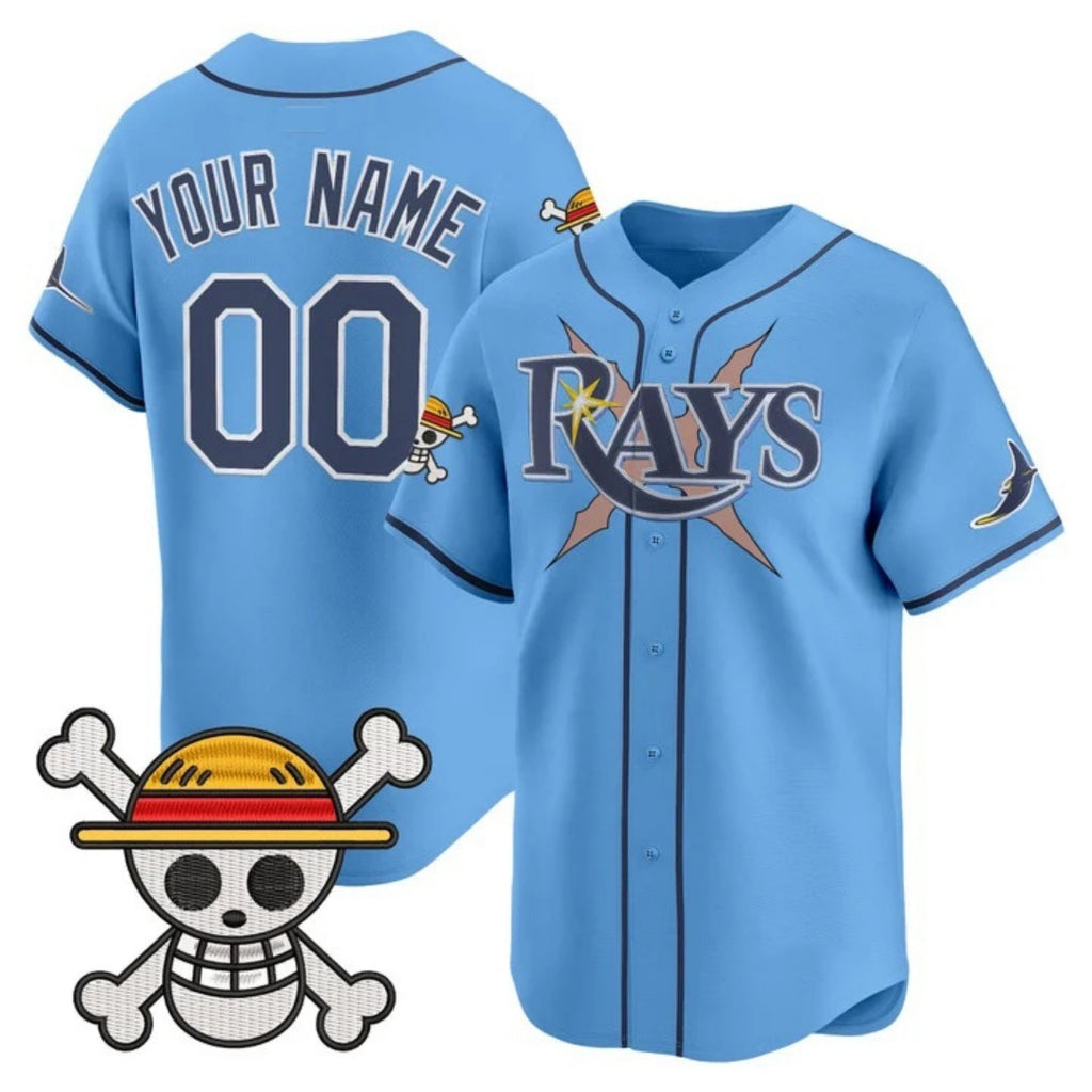 Custom Tampa Bay Rays x One Piece Blue KLUNKIM Vapor Premier Limited Jersey - Stitched
