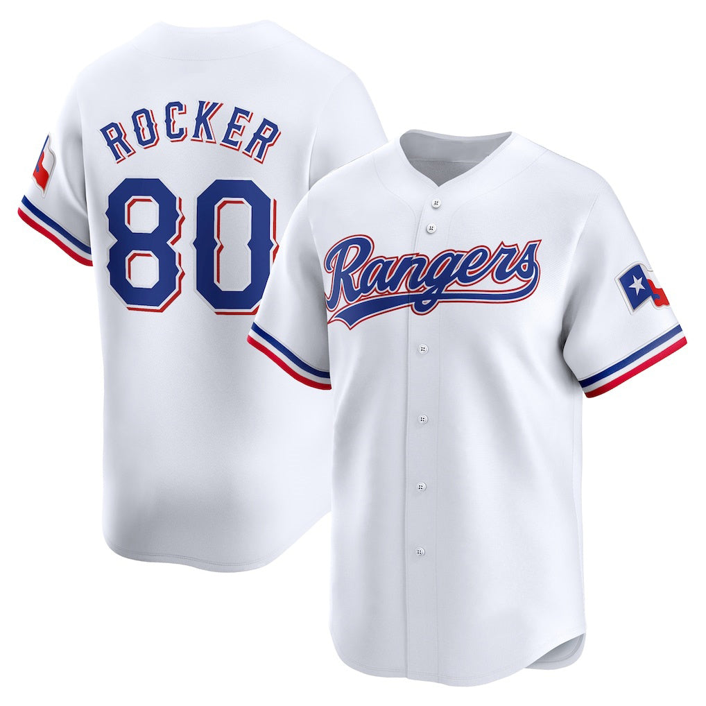 Texas Rangers #80 Kumar Rocker White KLUNKIM Home Limited Player Jersey