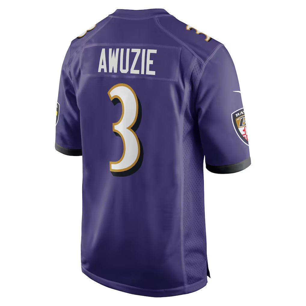 B.Ravens #3 Chidobe Awuzie Purple KLUNKIM Team Game Jersey