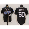 Los Angeles Dodgers #50 Mookie Betts Number Black KLUNKIM White Cool Base Stitched Jerseys