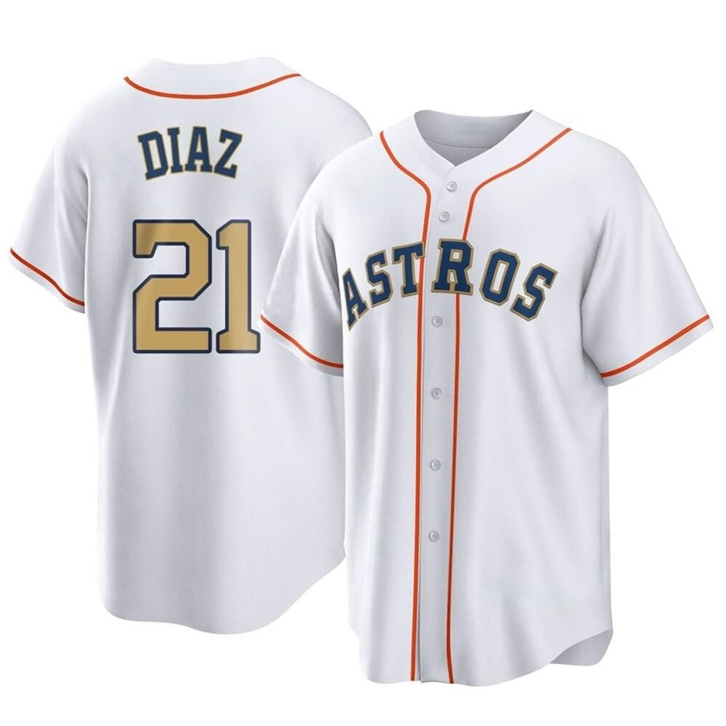 Houston Astros #21 Yainer Diaz Player Gold KLUNKIM Collection Game Home Stitched Jerseys