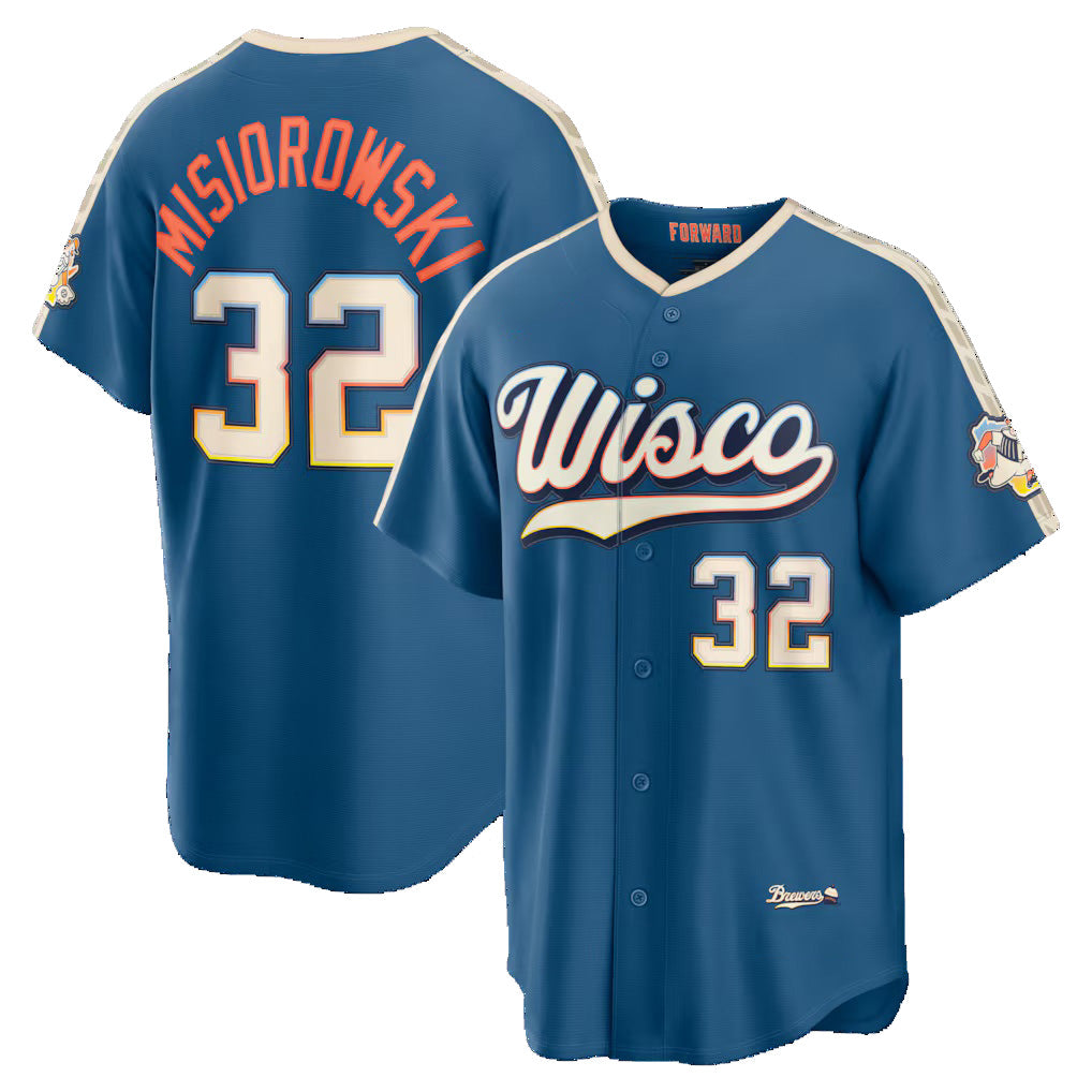 Milwaukee Brewers #32 Jacob Misiorowski Mineral Blue KLUNKIM 2026 City Connect Stadium Jersey