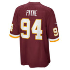 W.Football Team #94 Daron Payne Burgundy KLUNKIM Game Player Jersey