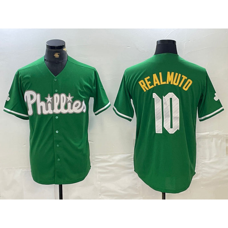 Philadelphia Phillies #10 JT Realmuto Kelly Green KLUNKIM Cool Base Jersey