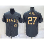 Los Angeles Angels #27 Mike Trout Number Grey KLUNKIM 2022 All Star Stitched Cool Base Jersey