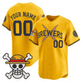 Custom Milwaukee Brewers x One Piece Gold KLUNKIM Vapor Premier Limited Jersey - Stitched