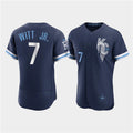 Kansas City Royals #7 Bobby Witt Jr. 2022 Navy KLUNKIM City Connect Flex Base Stitched Jersey