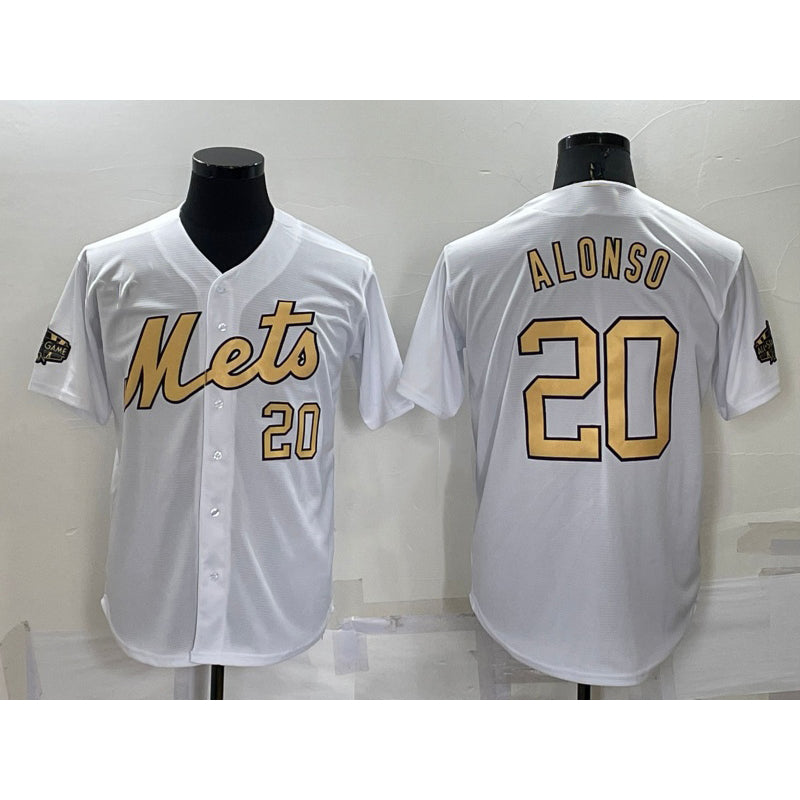 New York Mets #20 Pete Alonso Number White KLUNKIM 2022 All Star Stitched Cool Base Jersey