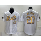 New York Mets #20 Pete Alonso Number White KLUNKIM 2022 All Star Stitched Cool Base Jersey