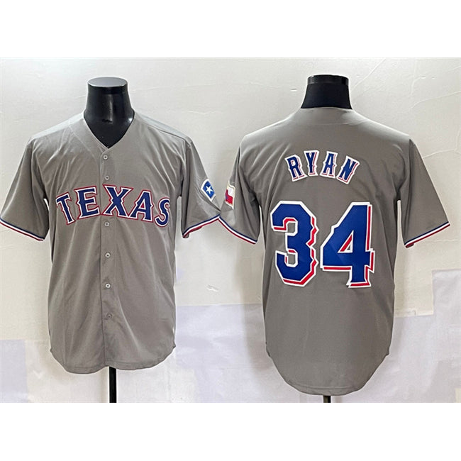 Texas Rangers #34 Nolan Ryan Grey KLUNKIM With Patch Cool Base Stitched Jersey