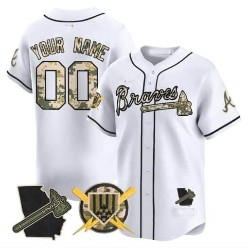 Custom Atlanta Braves Armed Forces Day Vapor Premier Limited Jersey ¨C White KLUNKIM