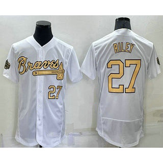 Atlanta Braves #27 Austin Riley Number White KLUNKIM 2022 All Star Stitched Flex Base Jersey