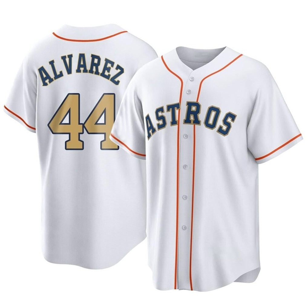 Houston Astros #44 Yordan Alvarez Player Gold KLUNKIM Collection Game Home Stitched Jerseys
