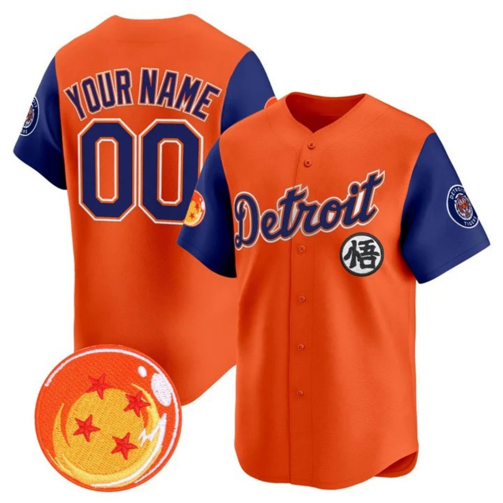 Custom Detroit Tigers x Dragon Ball Royal Orange KLUNKIM Vapor Premier Limited Jersey - All Stitched