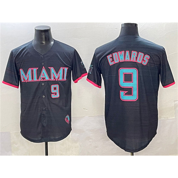 Miami Marlins #9 Xavier Edwards Black KLUNKIM 2025 City Connect Limited Stitched Jersey